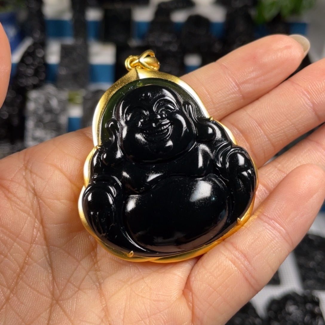 蛇纹石玉吊坠银S925镶嵌元*