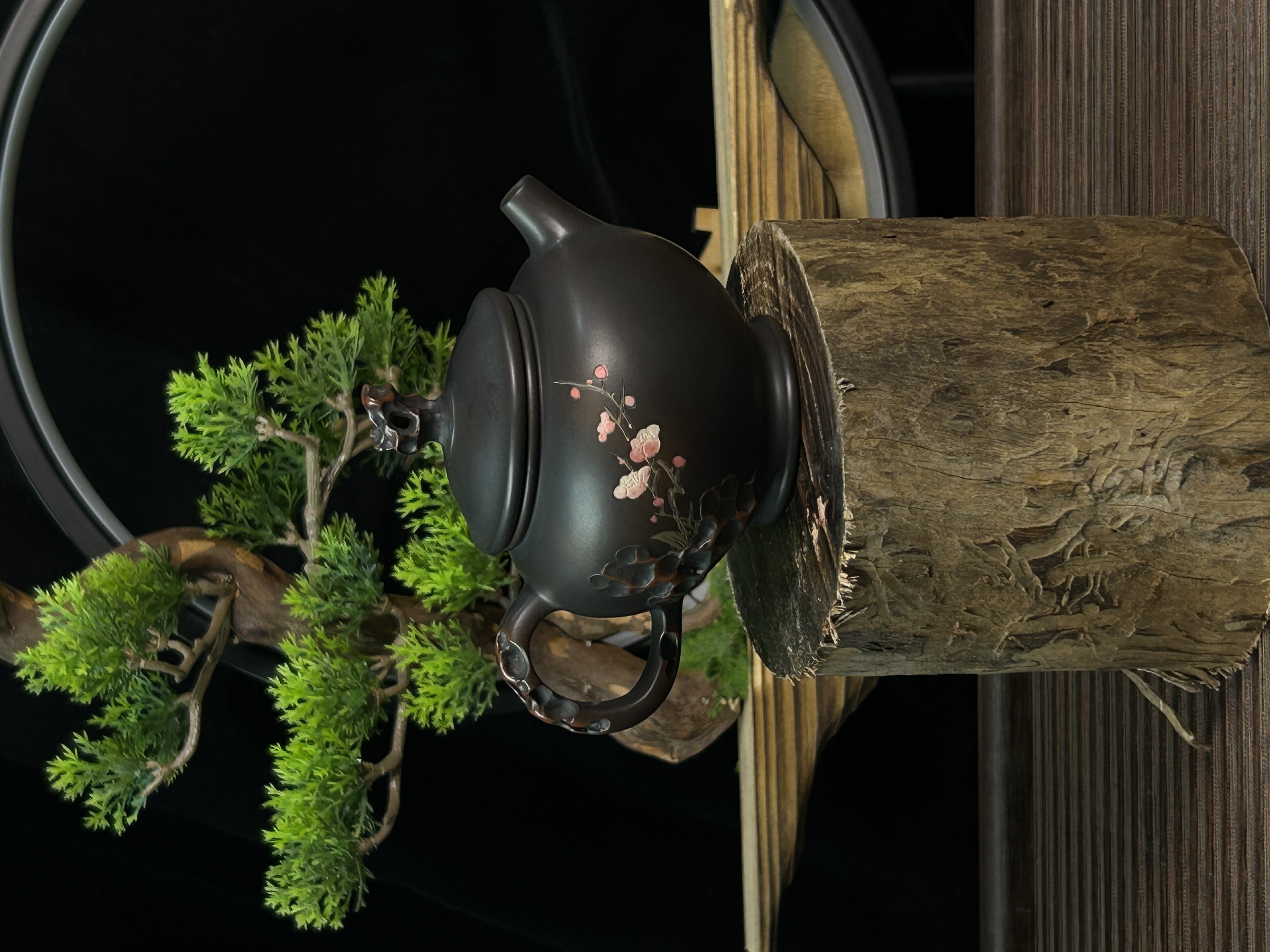 紫陶建水紫陶余兴良<根艺彩填系列-下单送同款主人杯>全手工