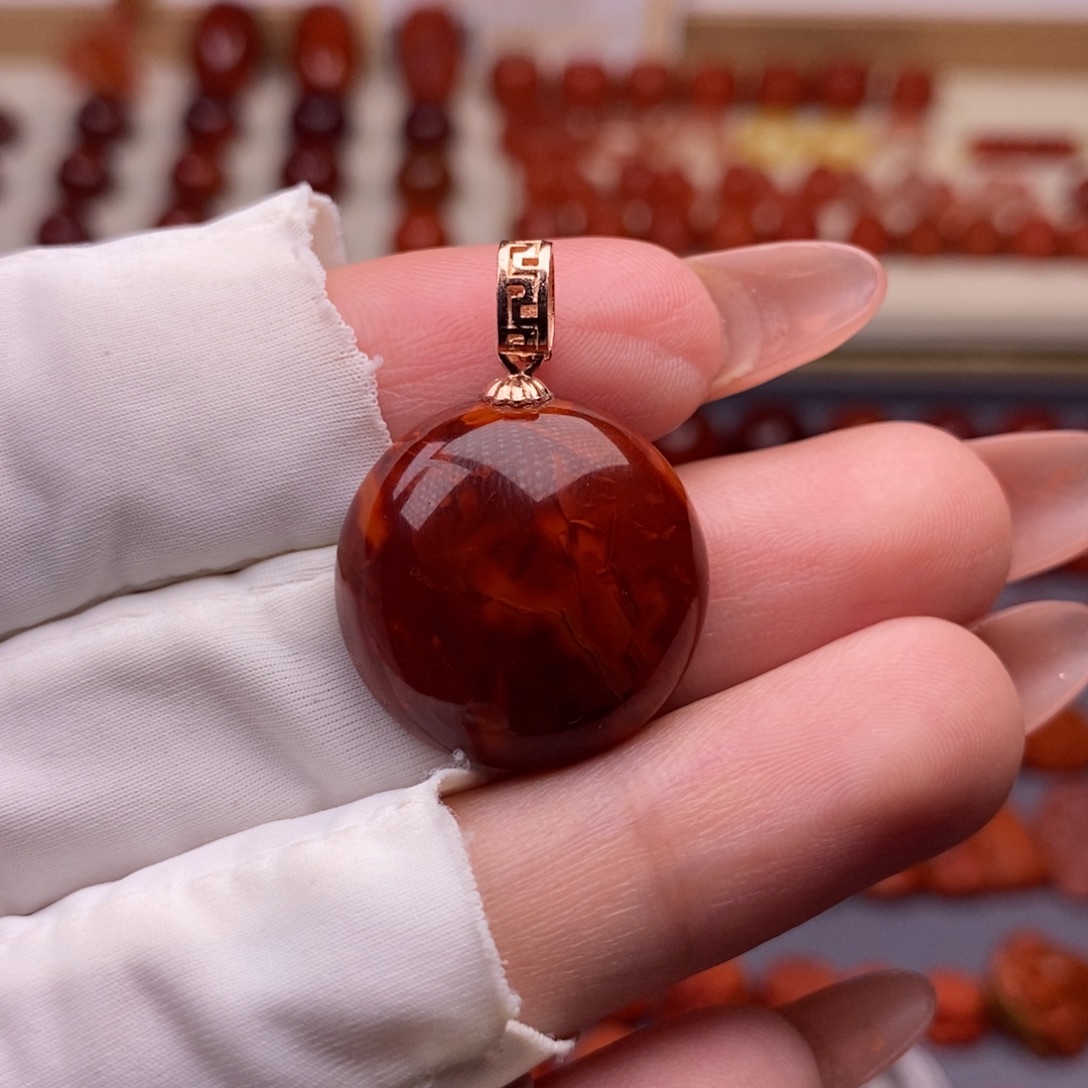 南红玛瑙银S925镶嵌配饰