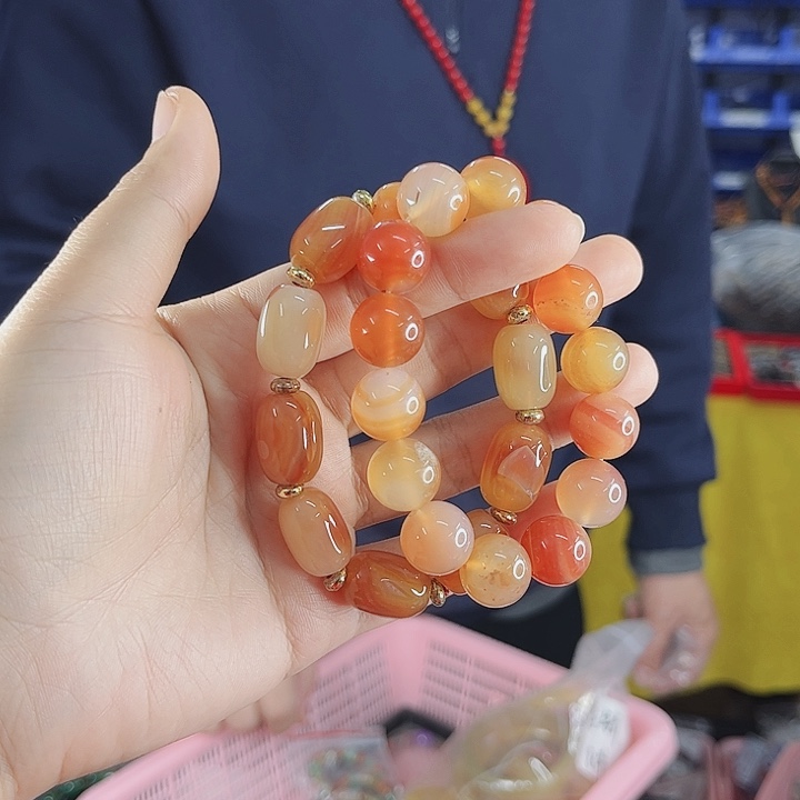 玛瑙手链未镶嵌丅13肉灵芝手串发其一