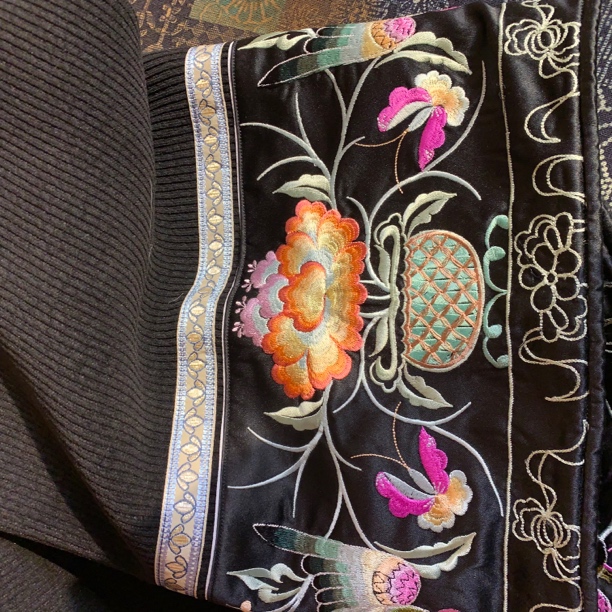 灯芯绒加绒裤子重工刺绣大花百搭款