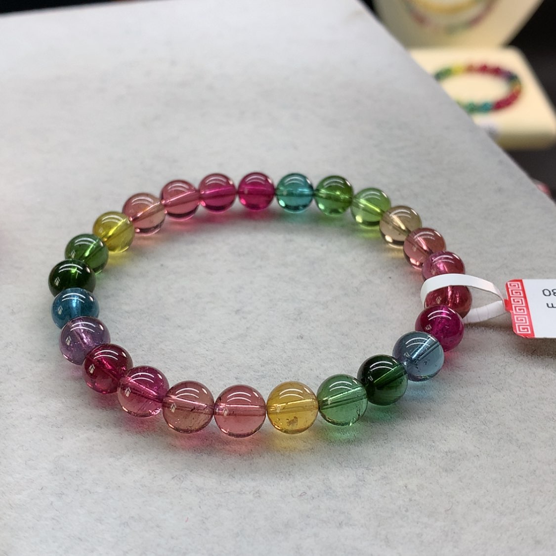 【闪购商品】未镶嵌手链碧玺艳丽色标单圈7.5