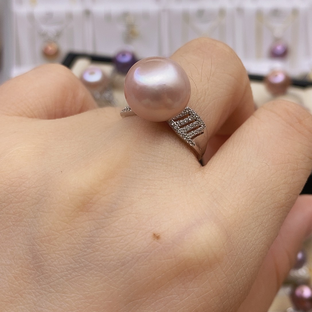 未***6戒指银S925镶嵌淡水珍珠