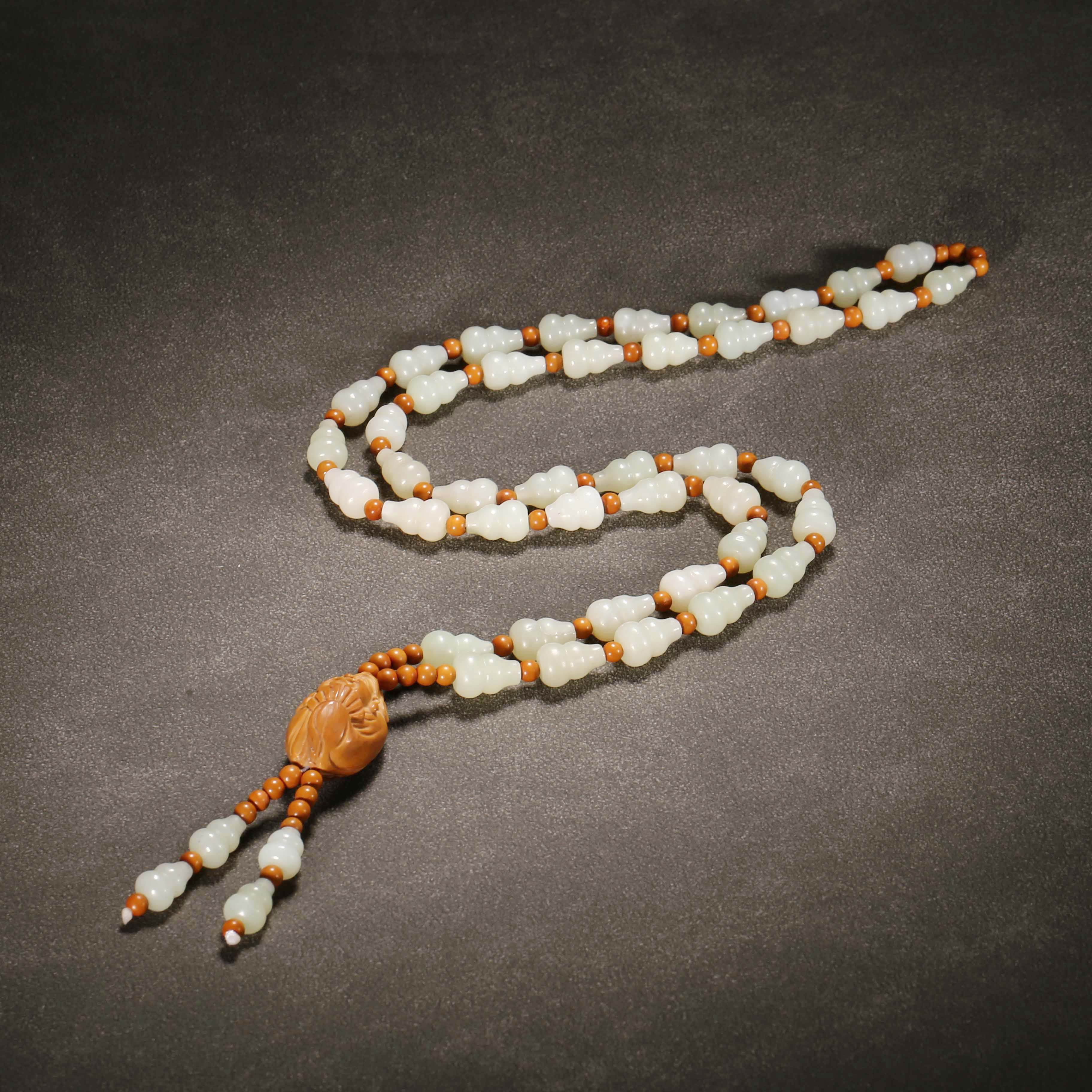 【济文阁】JXZW20123118清代 葫芦形白玉项链