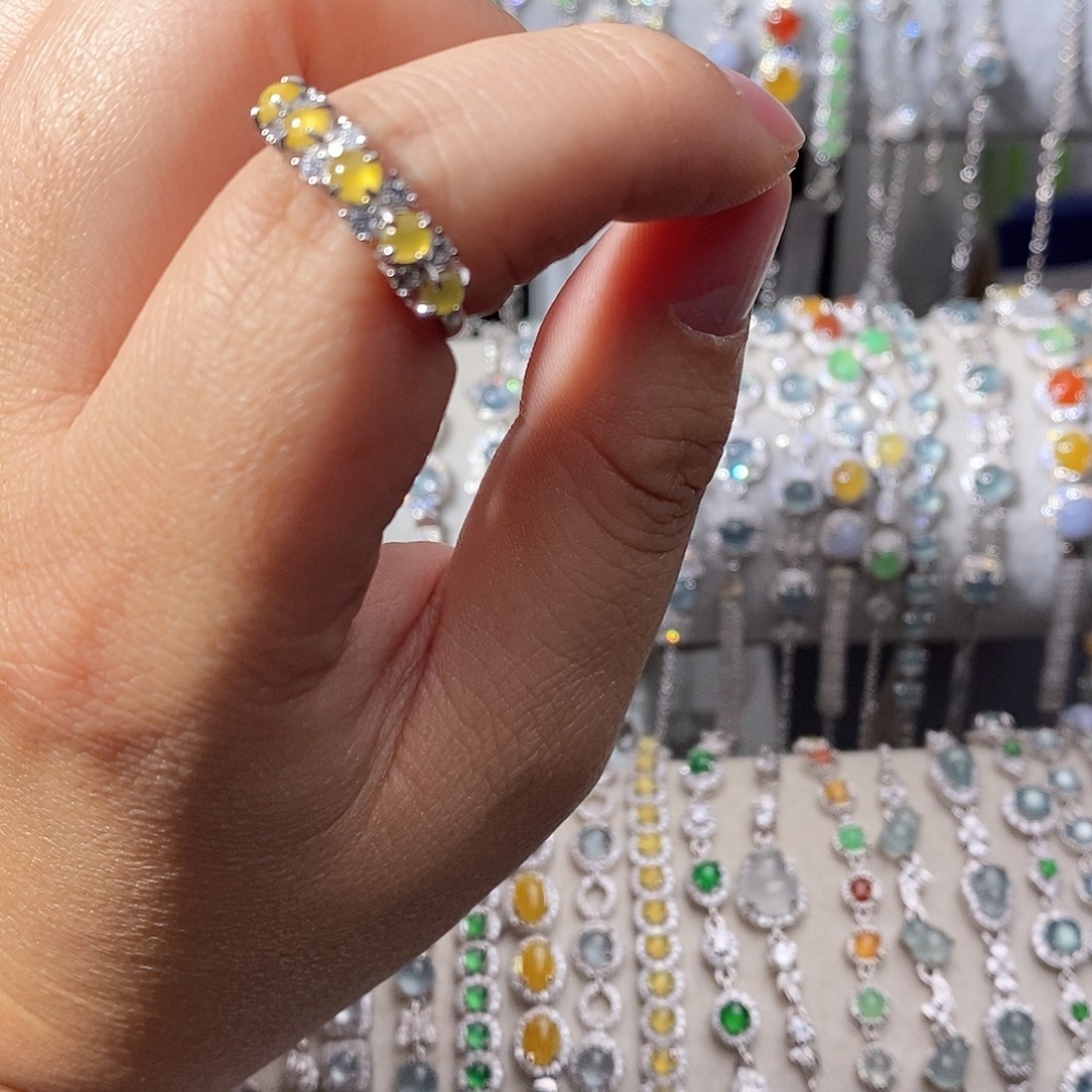 翡翠银S925镶嵌戒指