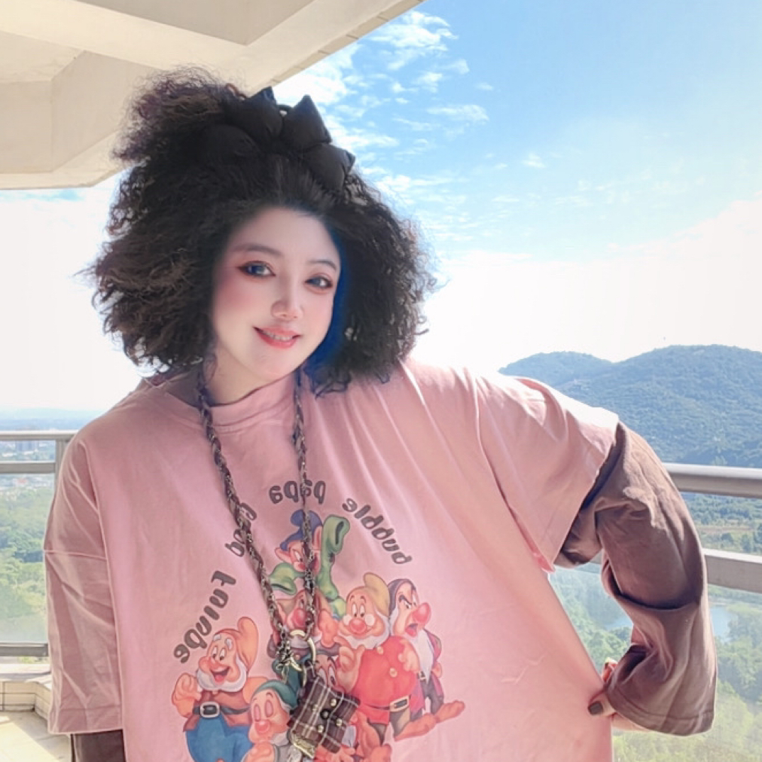 韩版假两件撞色长袖T恤女秋季宽松显瘦设计感休闲百搭上衣