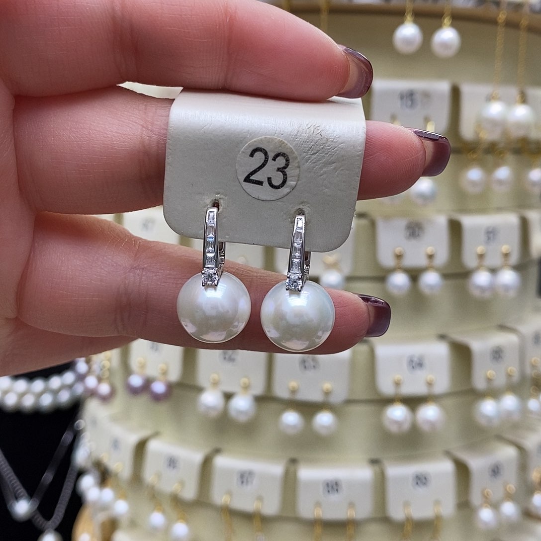 淡水珍珠耳饰银S925镶嵌