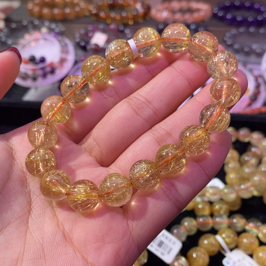 水晶手串未镶嵌金发晶11+