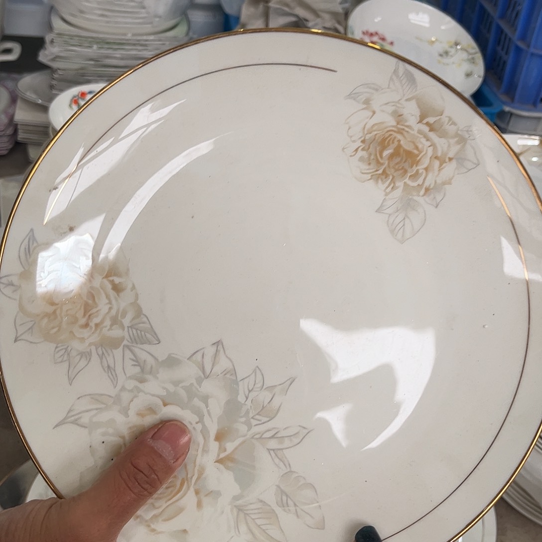 瓷片秒金十寸大盘一个微瑕