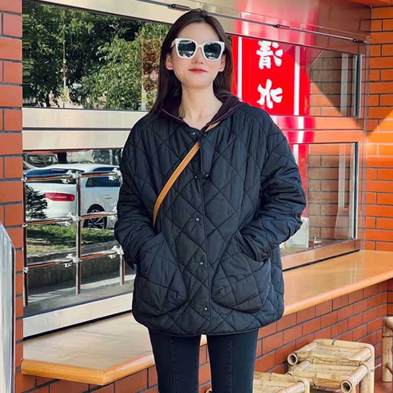 【商场同款】秋冬休闲百搭圆领菱格棉服加厚新雪丽棉衣外套540073