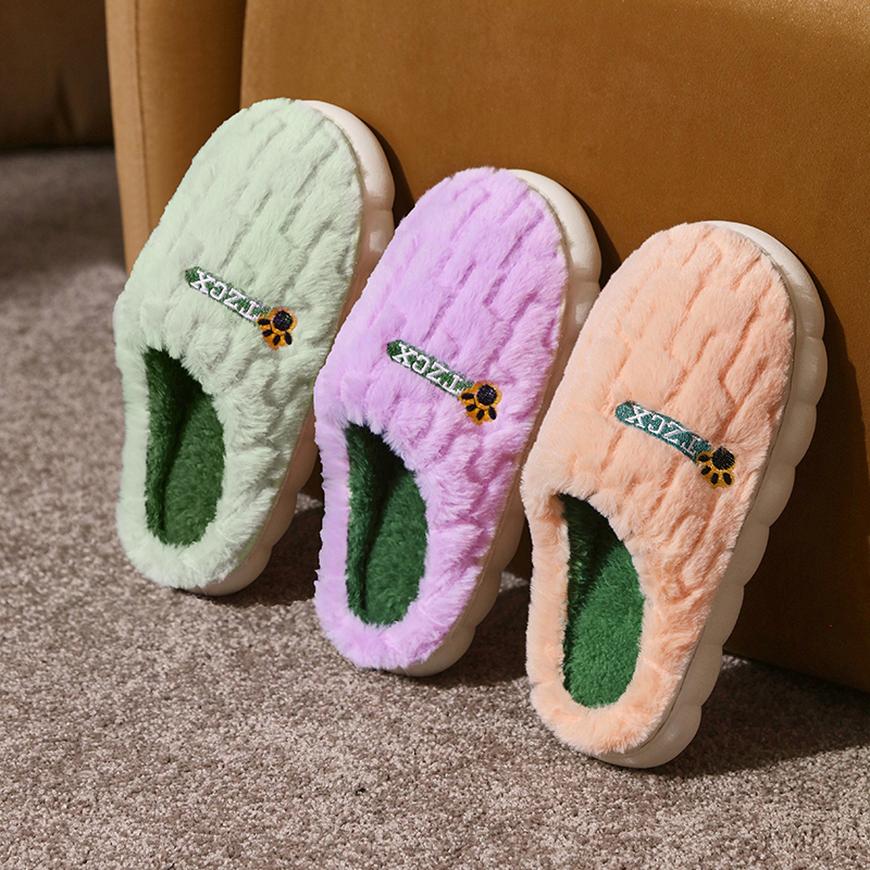 2025冬季新款家居家用室内厚底毛绒情侣保暖棉拖鞋