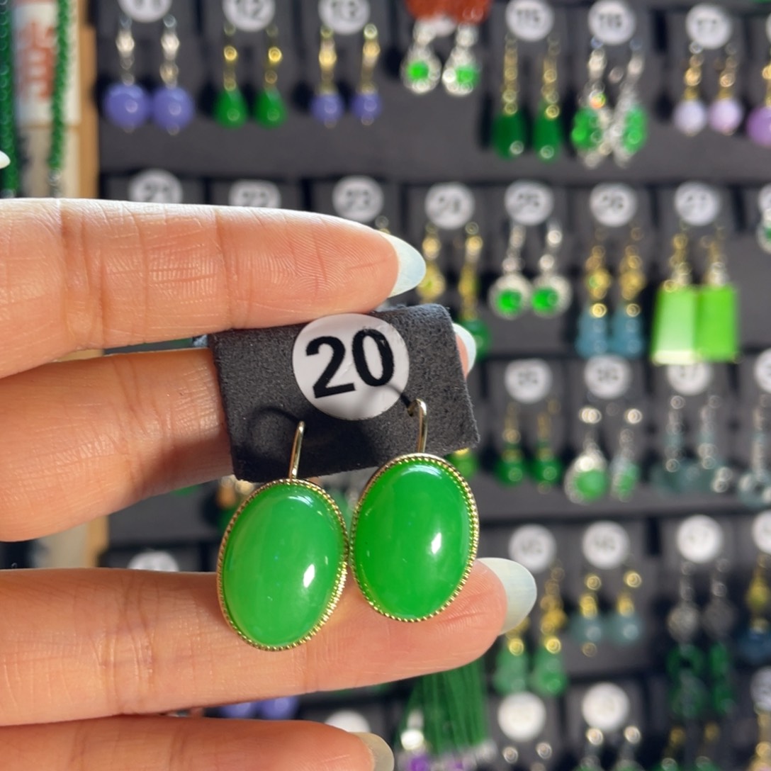 银S925镶嵌翡翠耳饰20