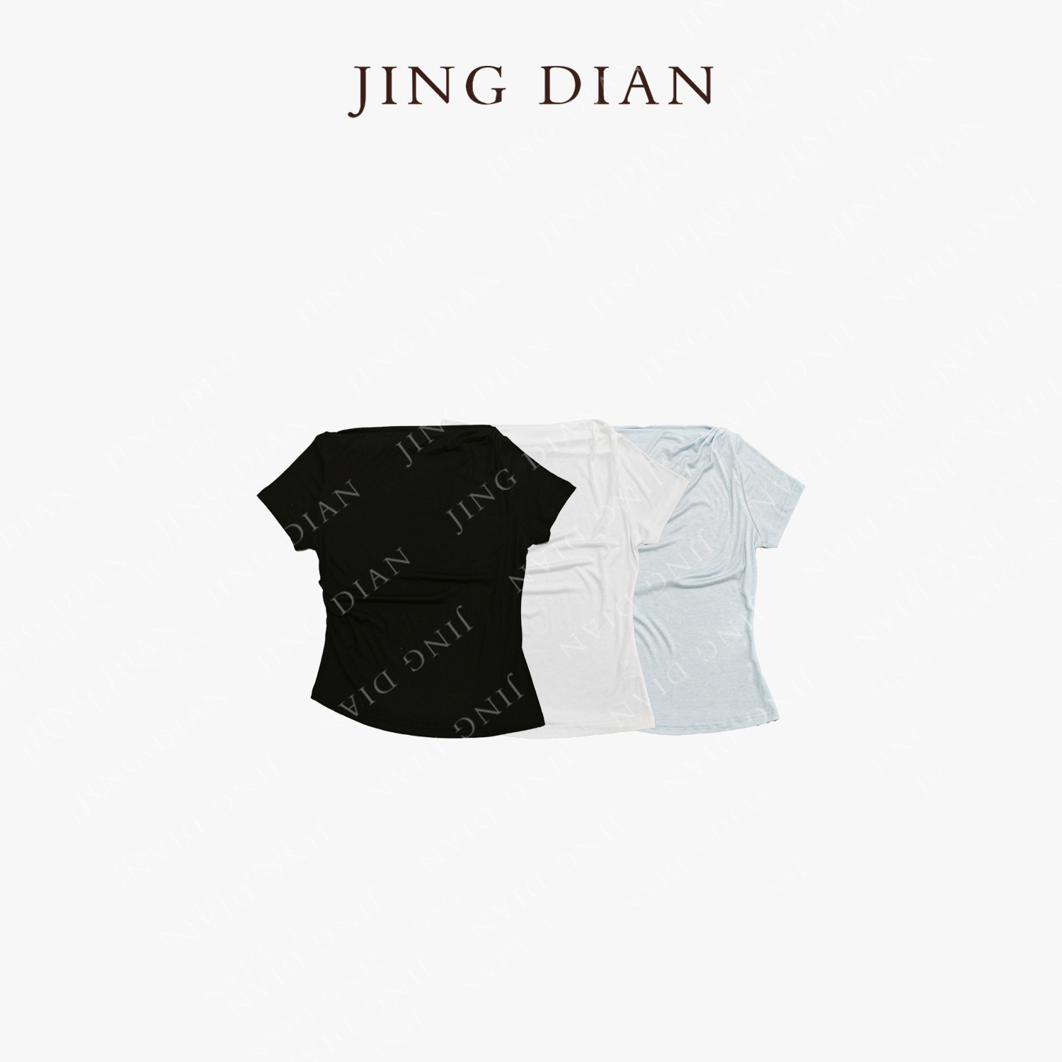【JD】定制款一字肩腰部褶皱短袖天丝短袖T