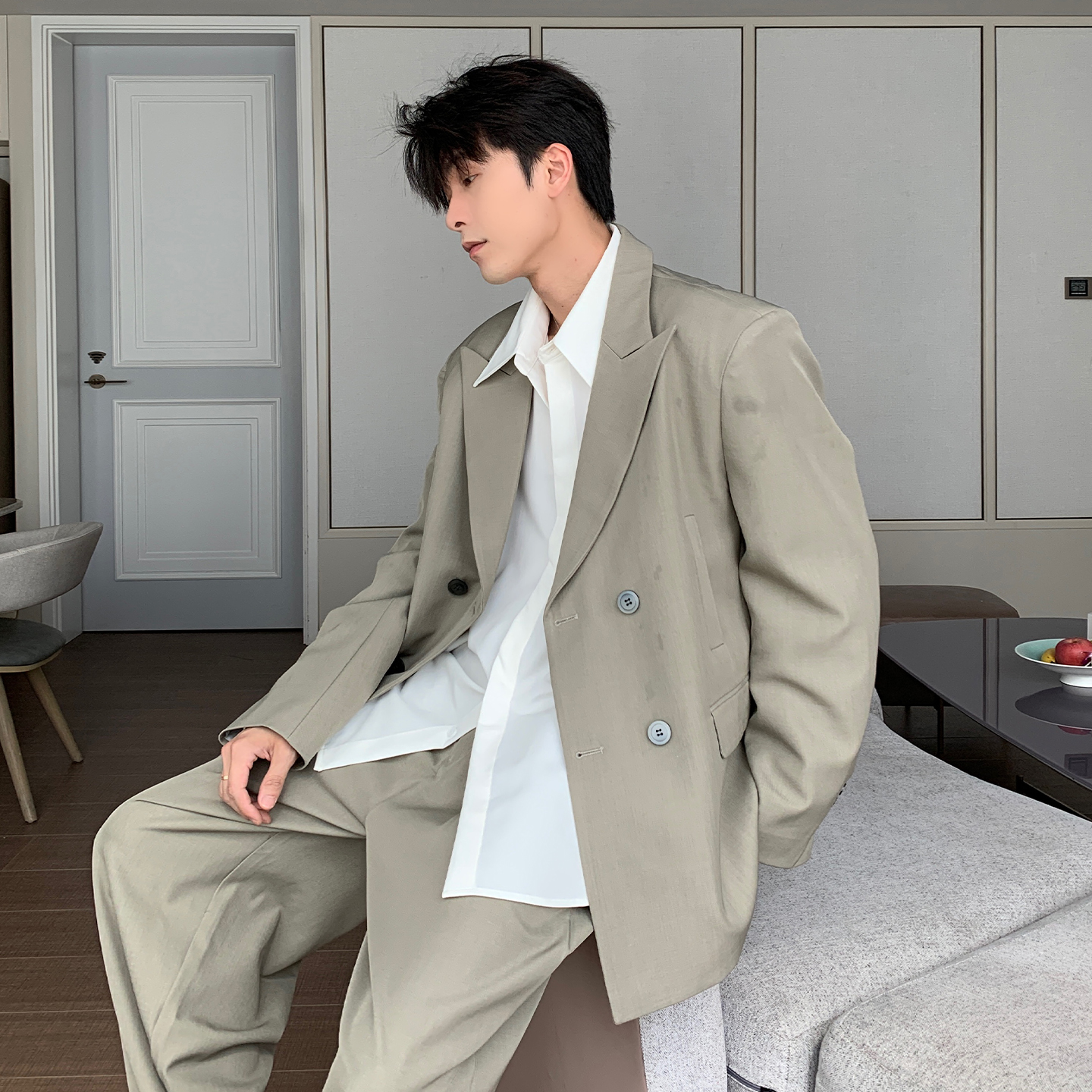 一轩轩轩【风行麦语】秋季高级感戗驳领双排扣西服套装89206-89207