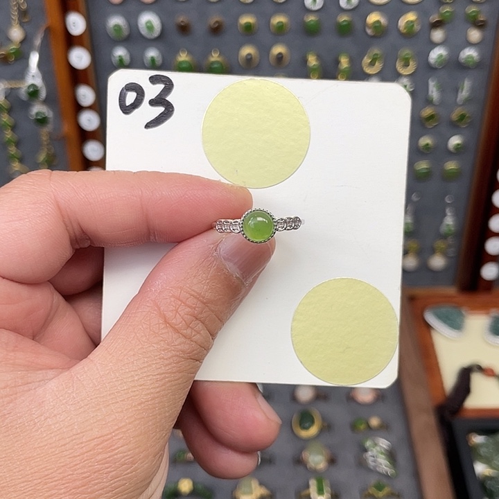 和田玉（碧玉）戒指银S925镶嵌和田玉03