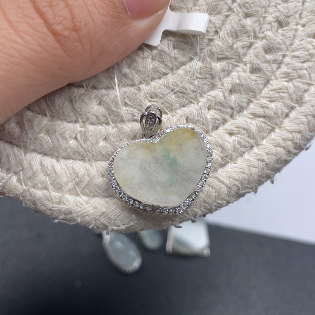 翡翠银S925镶嵌颈饰天然A货缅甸翡翠