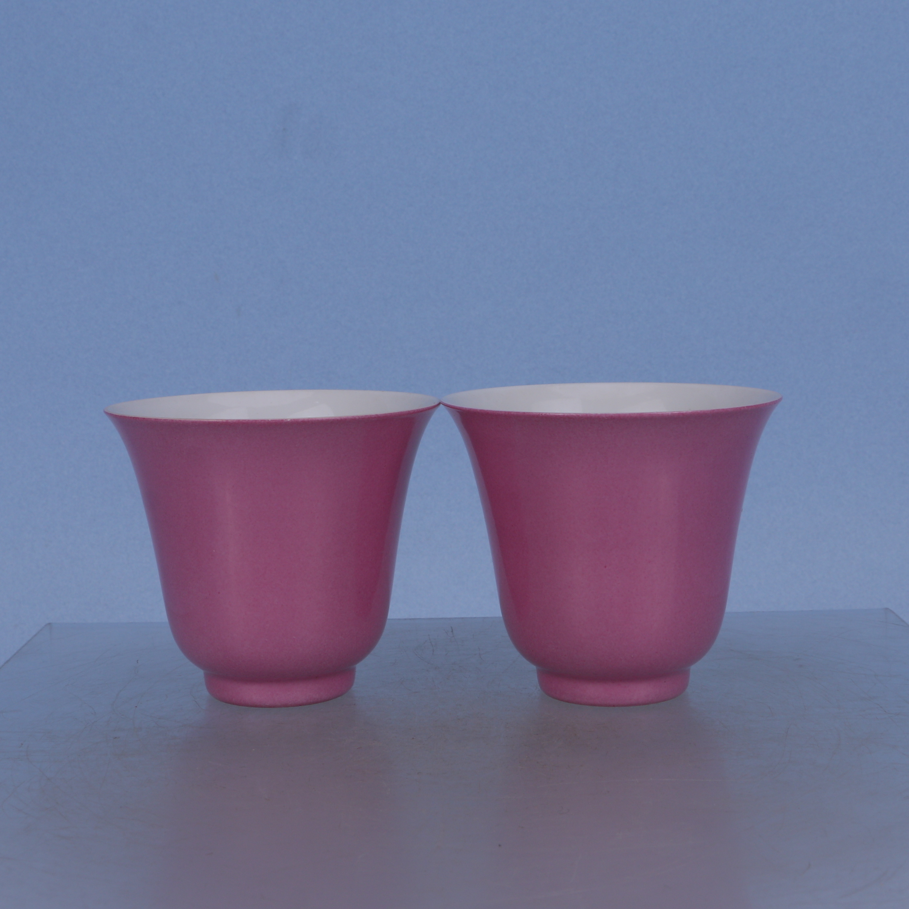 Lot914  晚清民国  胭脂红铃铛杯  