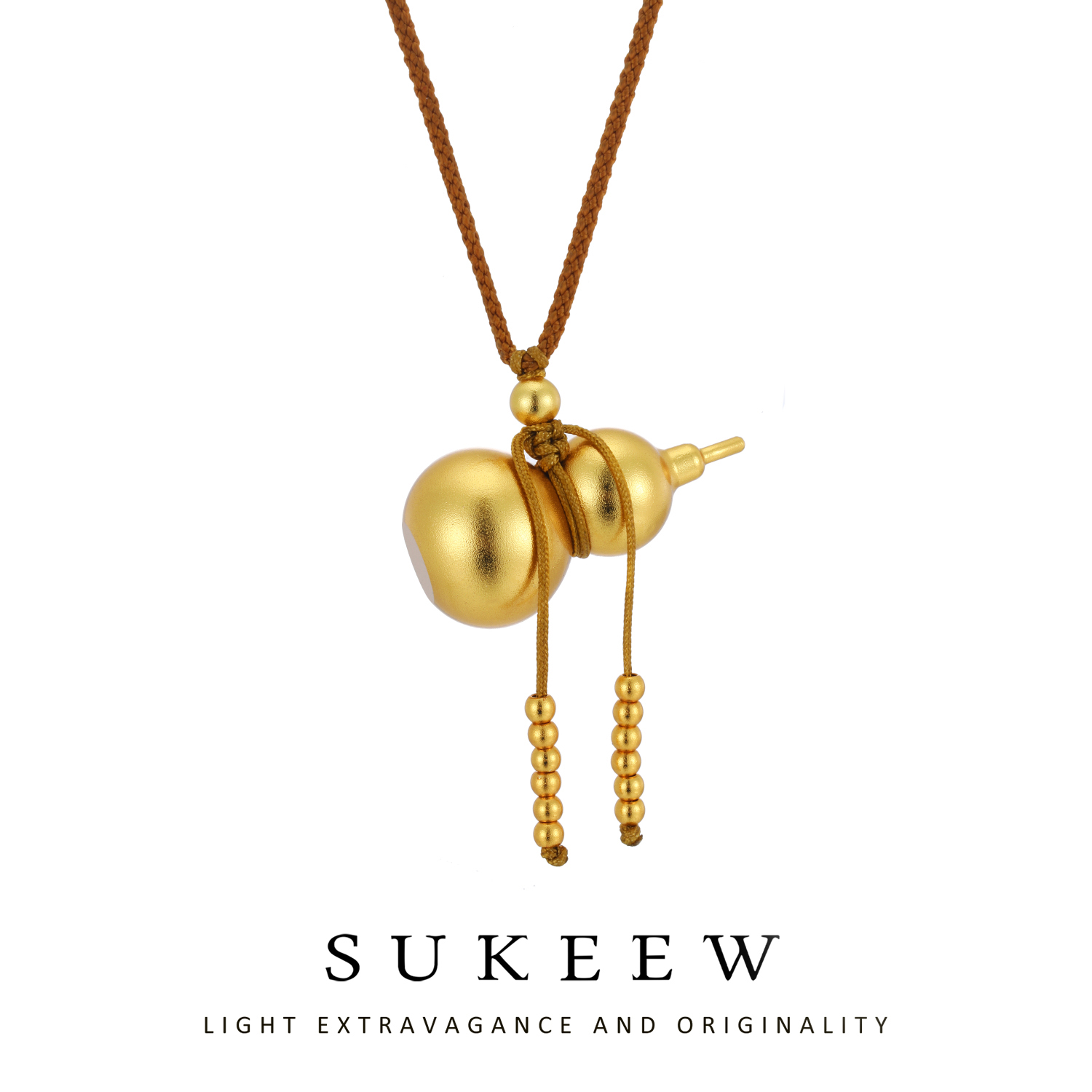 SUKEEW/酥可 铜合金布艺项链 编织古法葫芦福禄流苏项链-760504