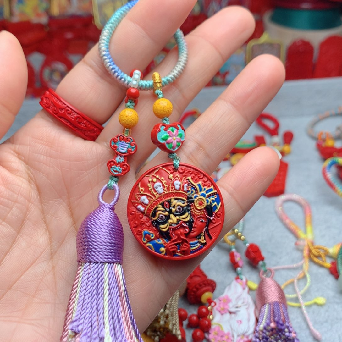 天然辰砂工艺品朱砂钥匙扣包包挂