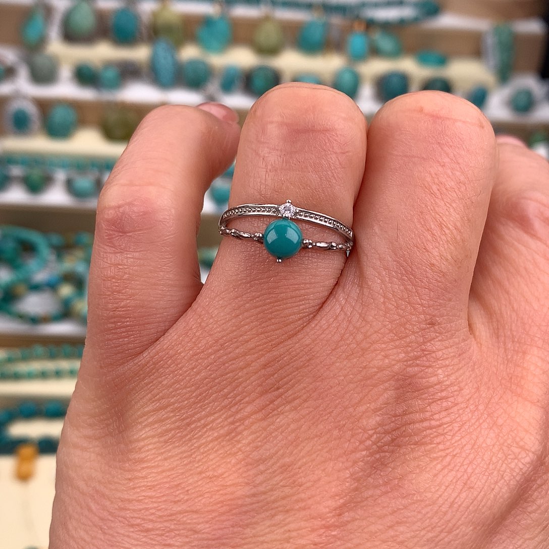 绿松石银S925镶嵌戒指