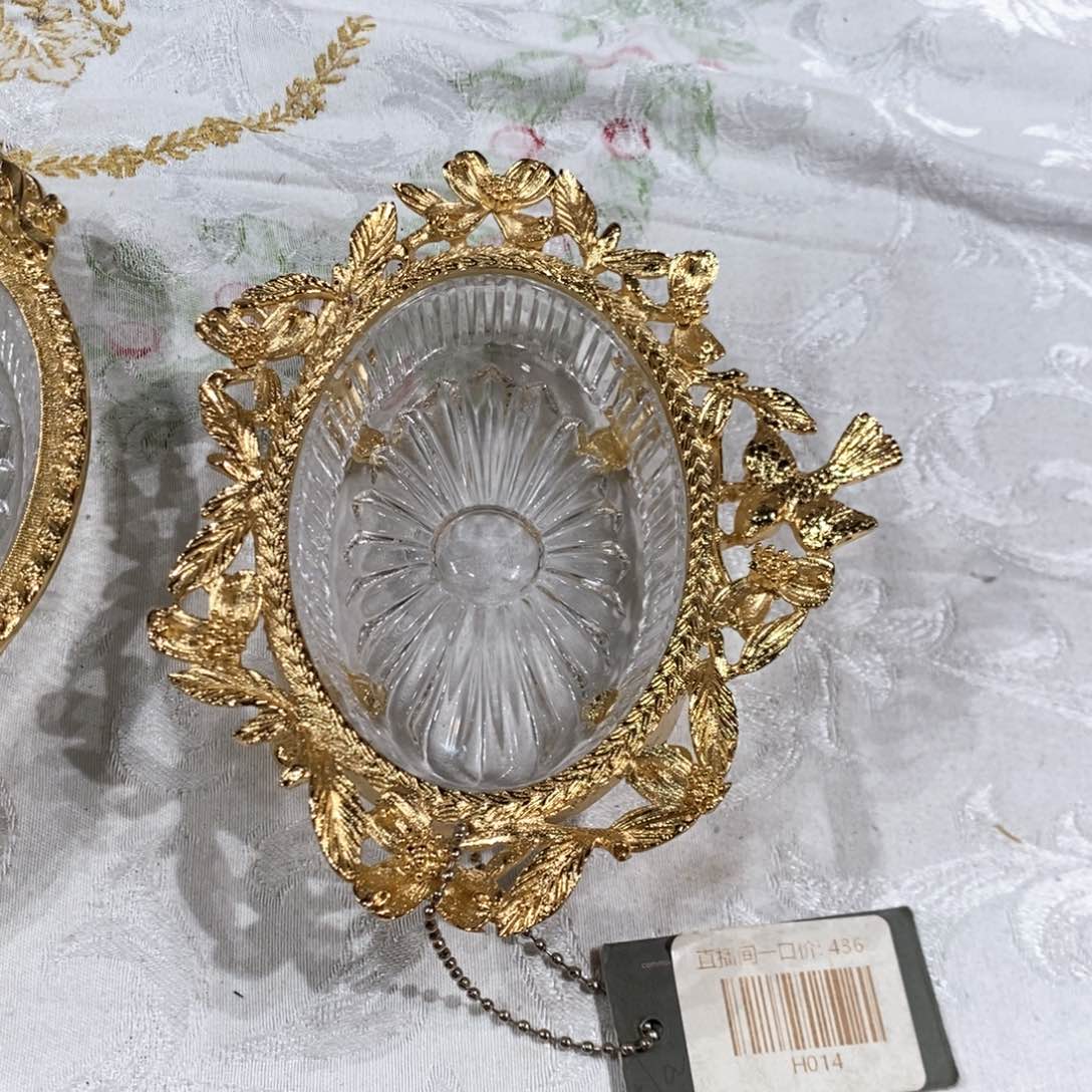 摆件H014福利水晶配铜收纳盘