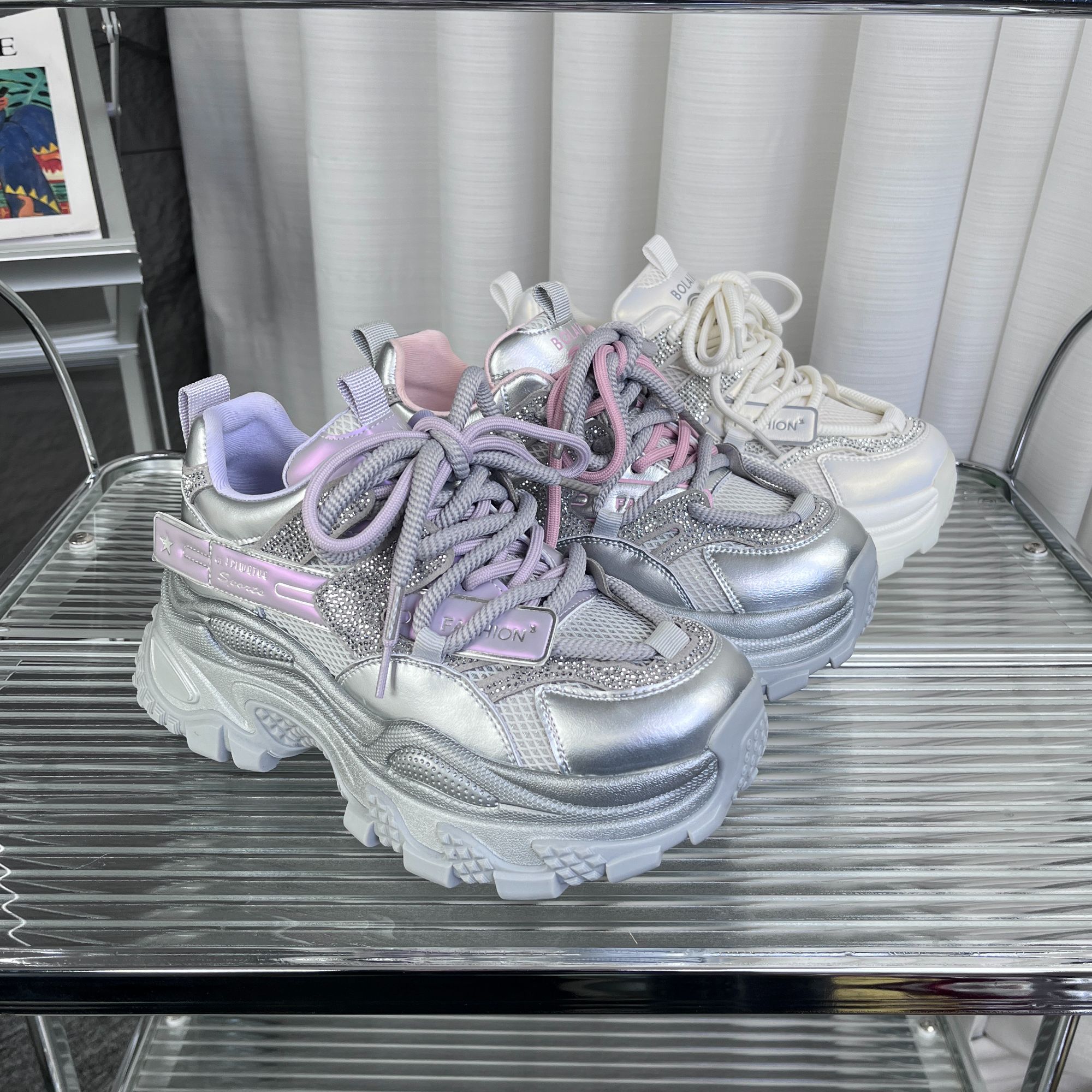 增高8cm运动鞋女ins老爹鞋内增高厚底老爹鞋网红韩版