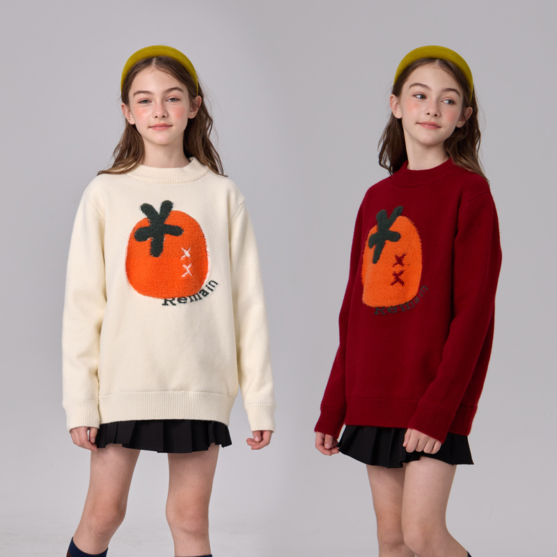 2469【现货】女童加绒毛衣新款冬款洋气圆领套头女孩可外穿内搭童装