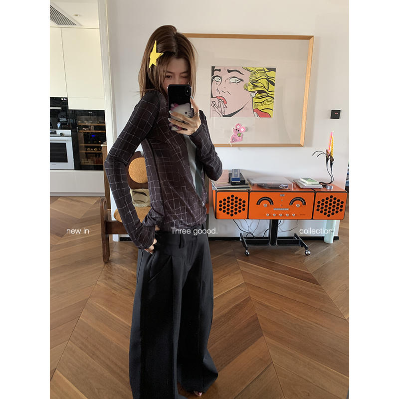 THREE GOOOD/三吉 时髦定义 低腰慵懒休闲西装阔腿裤Y725K14712