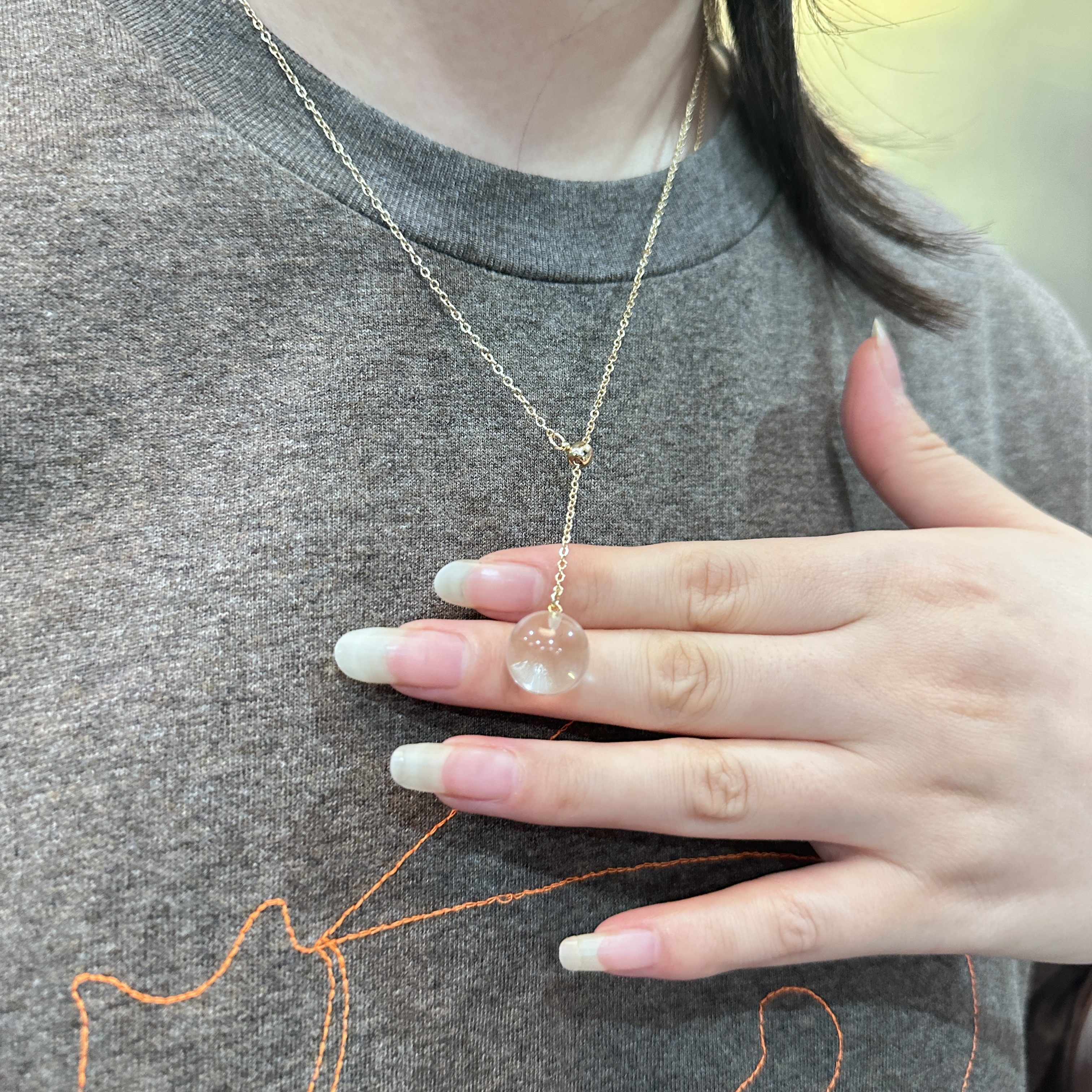 【晶生缘·珊珊】白水晶泡泡小水滴千金风锁骨链Z37