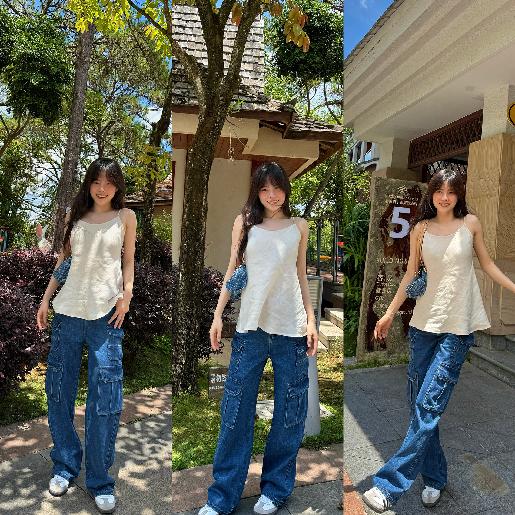 井迪儿【方寸之间】82.6%棉美式酷帅重工多口袋设计工装直筒牛仔裤2