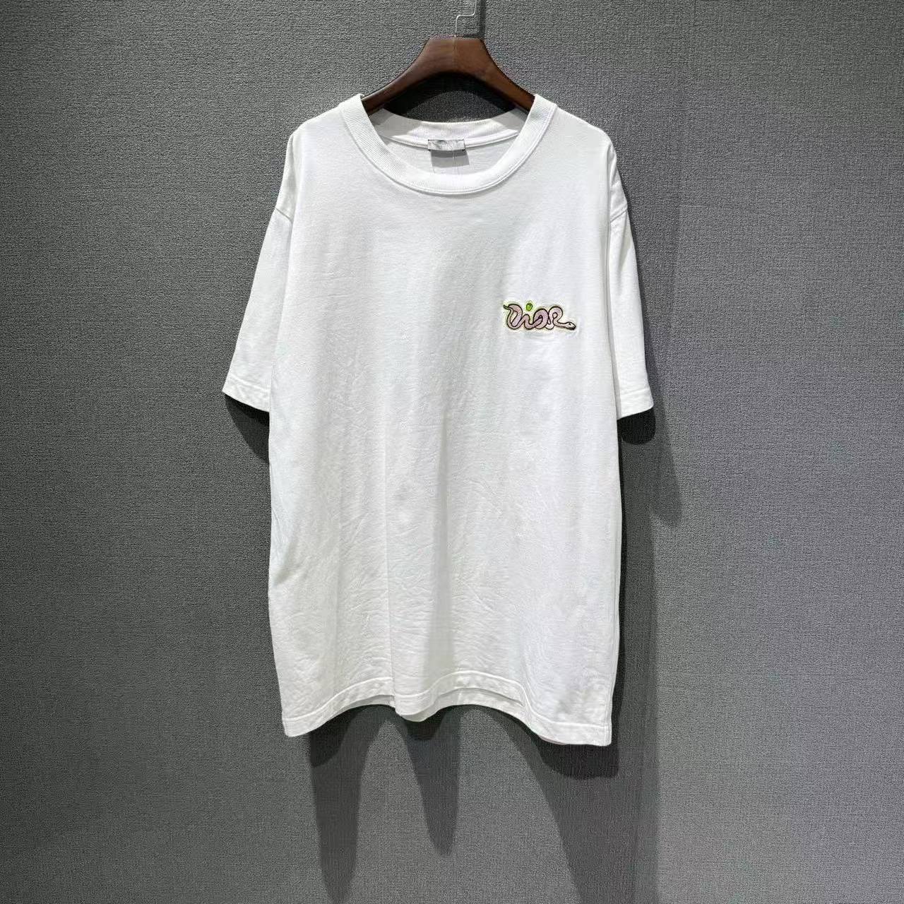 99新 DIOR/迪奥 （pm）小蛇刺绣短袖T恤 99新XL码/2261