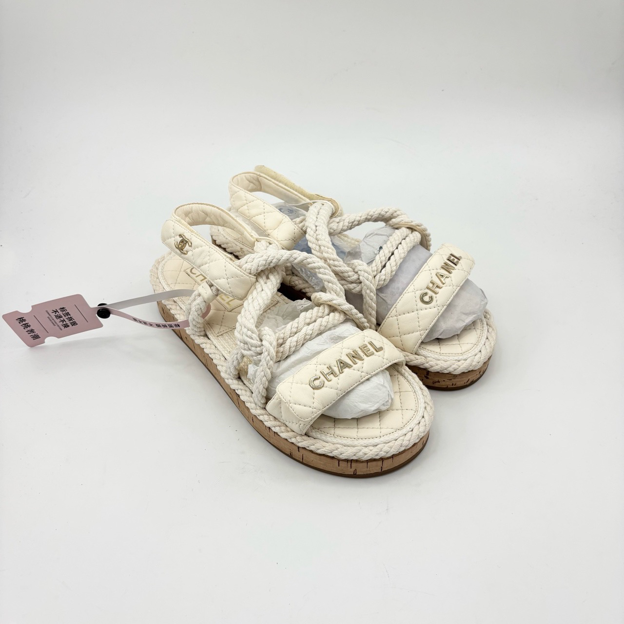 香奈儿/38码/麻绳编织凉鞋/97新/TT0662