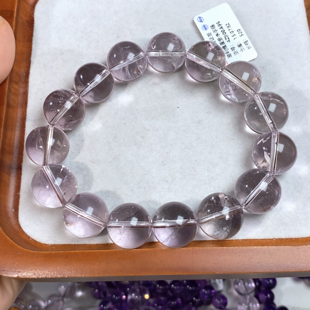 【闪购商品】水晶手链未镶嵌不***了玻利维亚紫水15.6mm