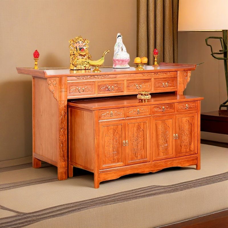 供桌佛台佛案套桌榆木家用客厅古风化修色雕刻供桌介绍榫卯结构