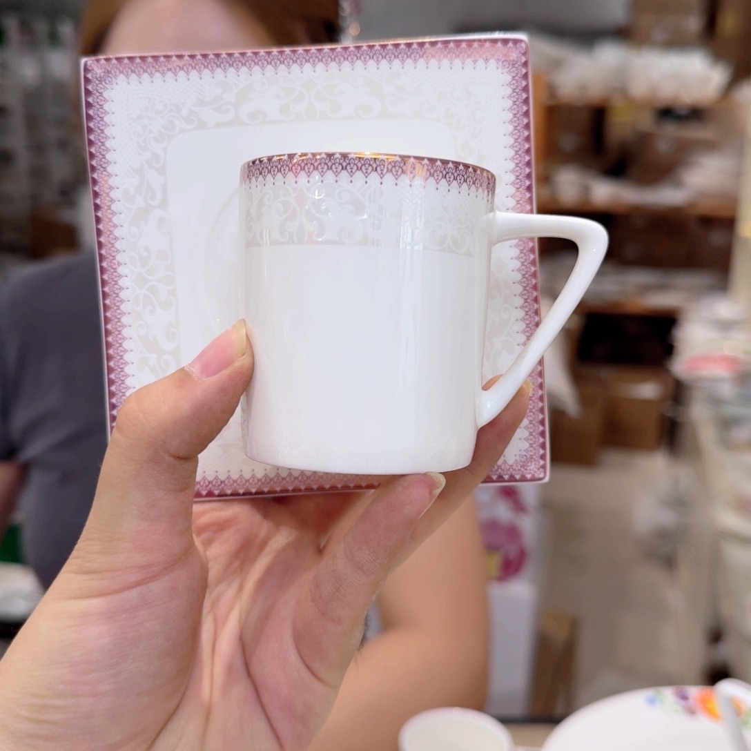 骨瓷骨瓷咖啡杯碟2套4件220ml外贸骨瓷