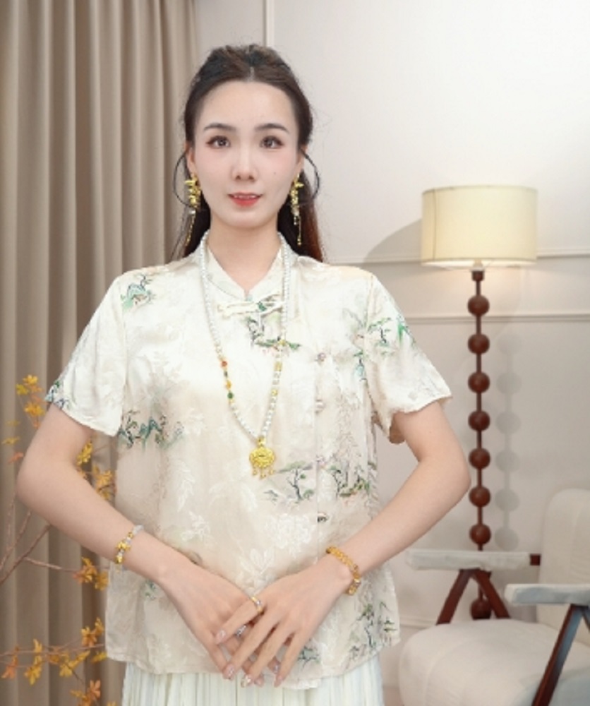 【山海】新中式国风夏季新款时尚素雅气质百搭短袖2025B4740—婷酱