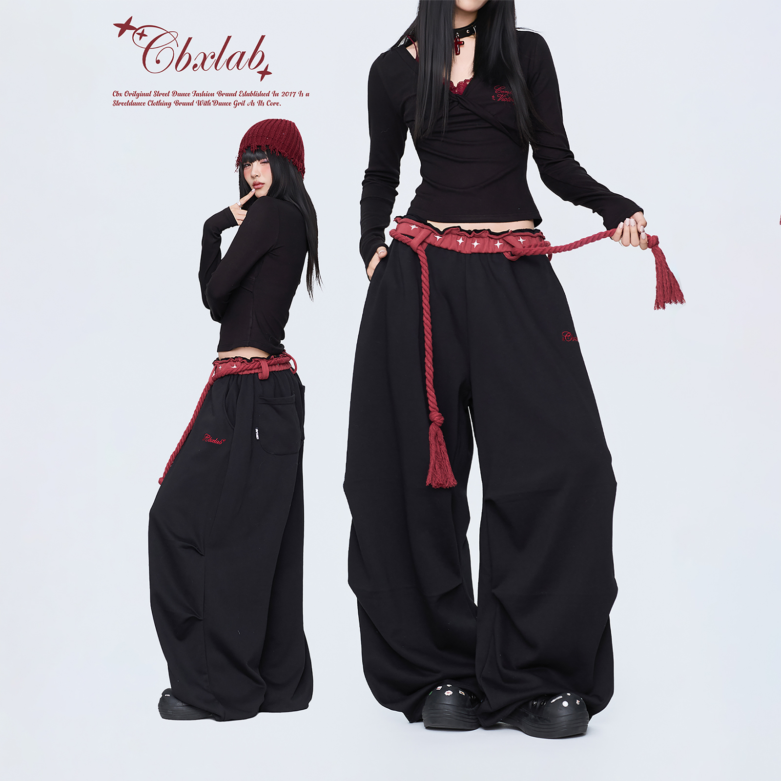 【达人专属】CBXLAB街舞潮牌星轨腰头拼接运动裤酷帅秋冬复古个性