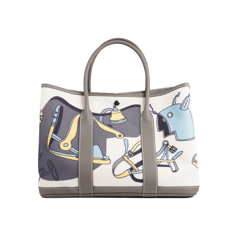 代【30花园帆布拼皮孤品】女士经典百搭手提通勤时尚手提包