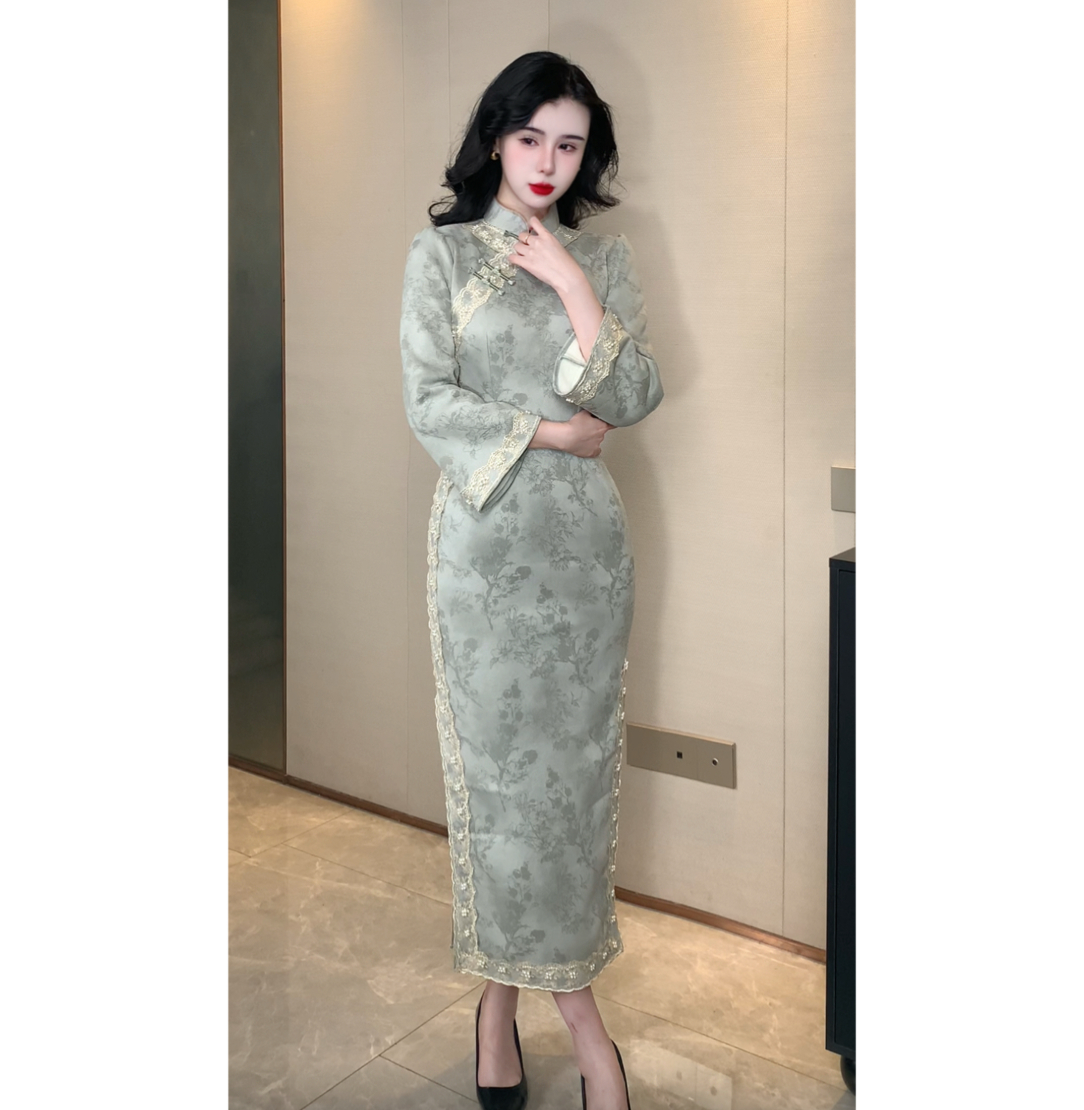 【千雪】2026新款重工加绒国风少女旗袍日常修身显瘦优雅旗袍连衣裙