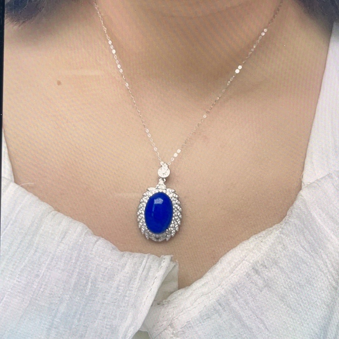 青金石吊坠银S925镶嵌