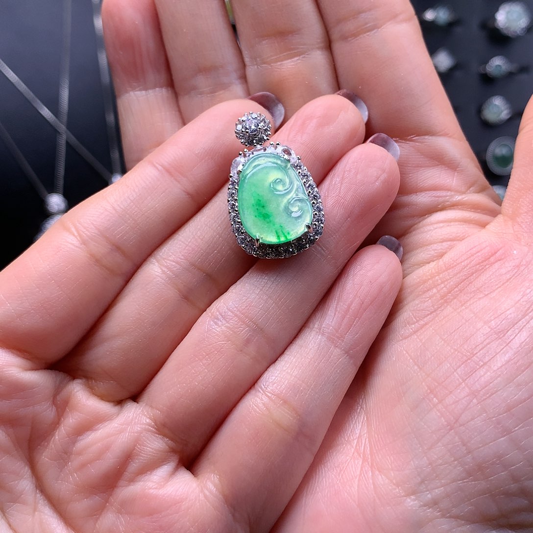 翡翠颈饰银S925镶嵌L**_111111