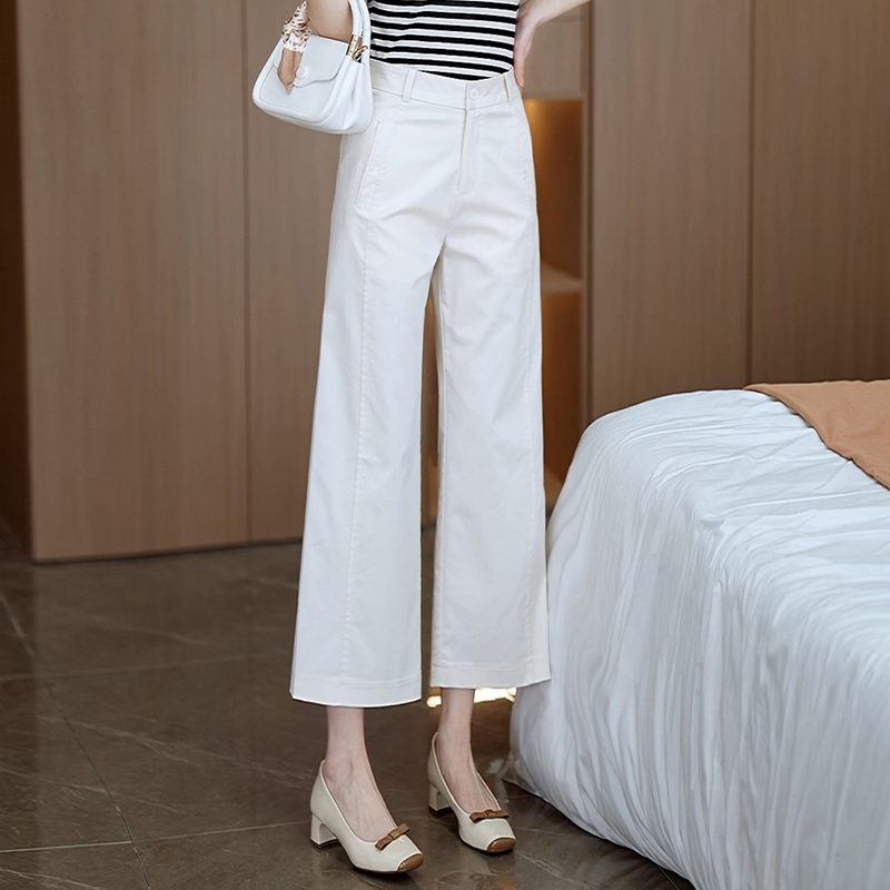 歌哥弟阿玛天丝棉九分阔腿裤女小个子夏季薄款直筒裤高腰休闲女裤