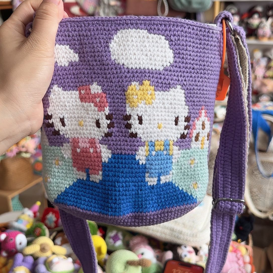 织物紫色像素包kt包