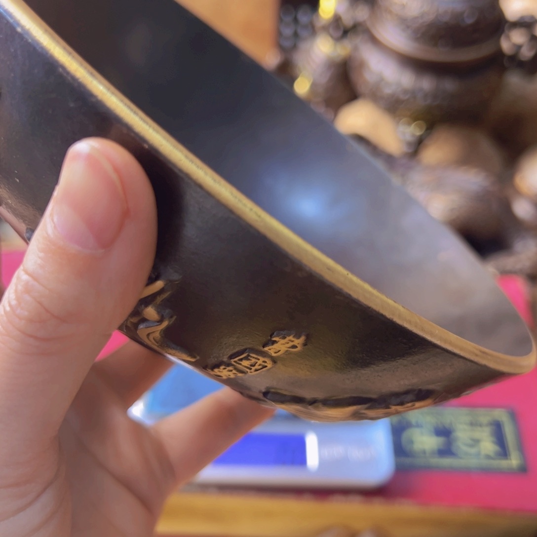 原矿风磨铜佛音碗一个