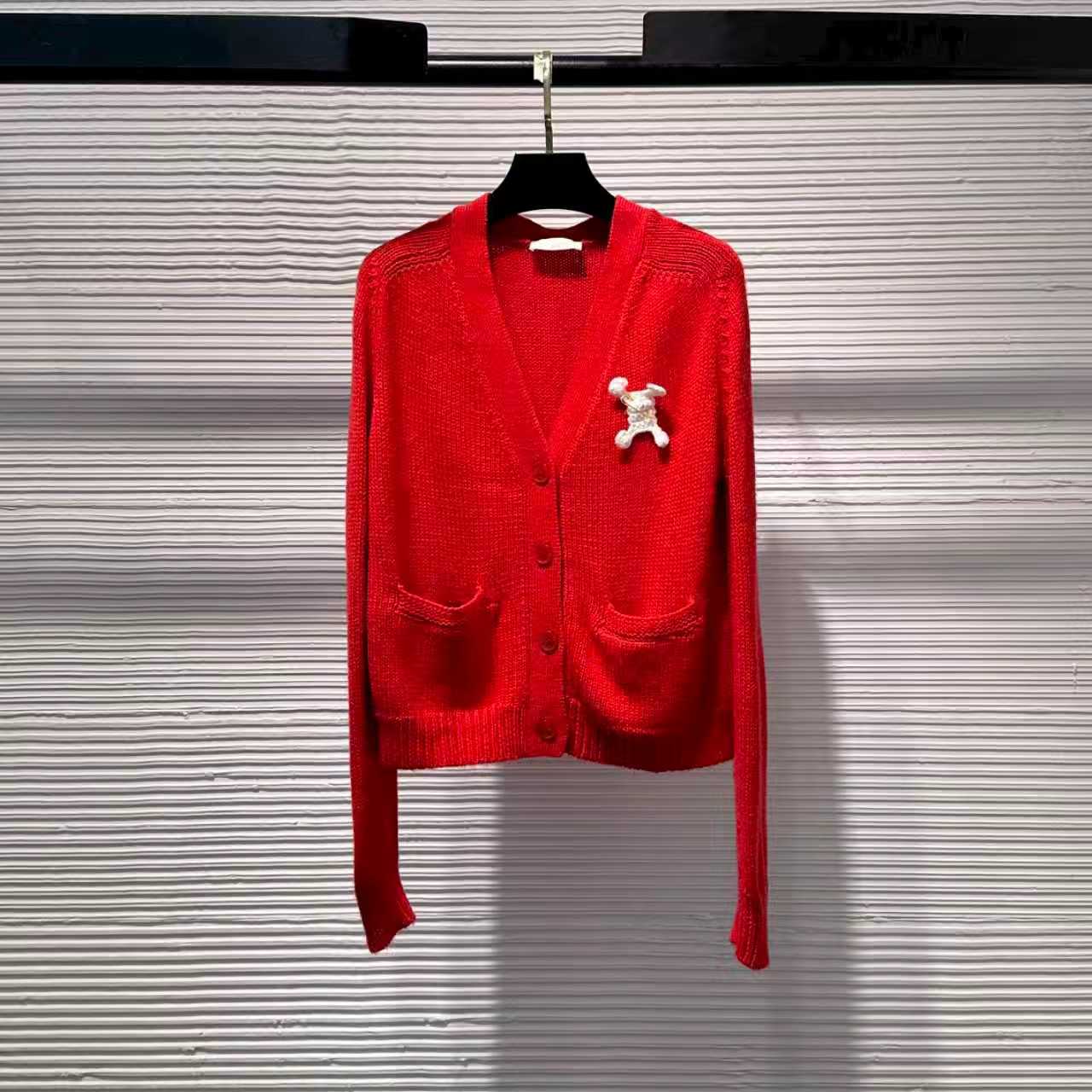 早秋红色针织上衣洋气女针织红色秋季毛针织衫B232