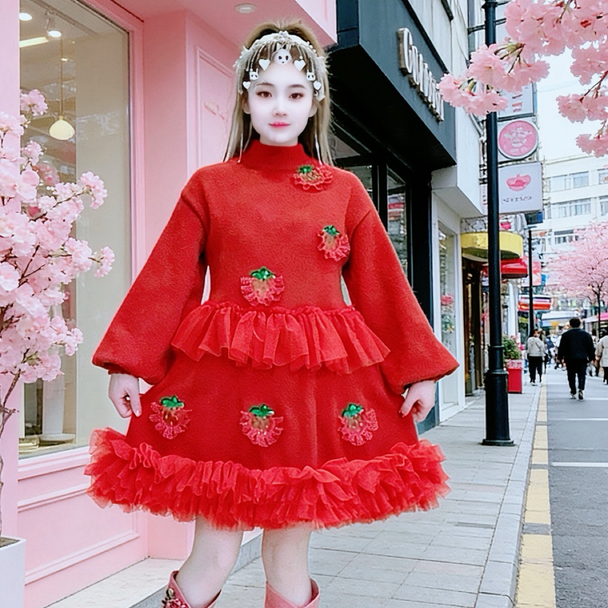 【面条仙仙】3889#原创新品甜美气质针织毛衣连衣裙