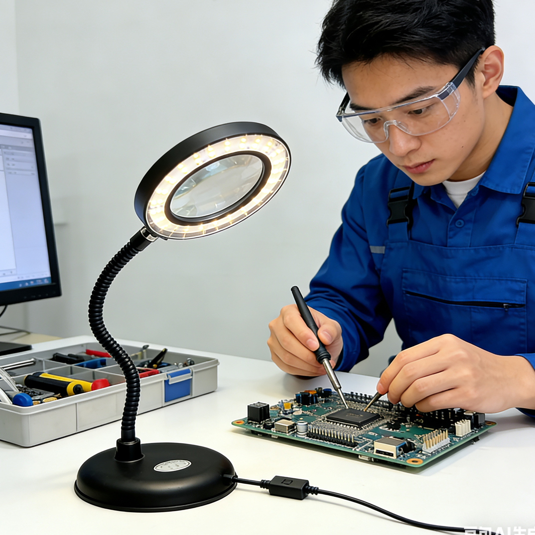 高清台式放大镜带灯LED高焊台大镜片美容阅读家电维修读书看报