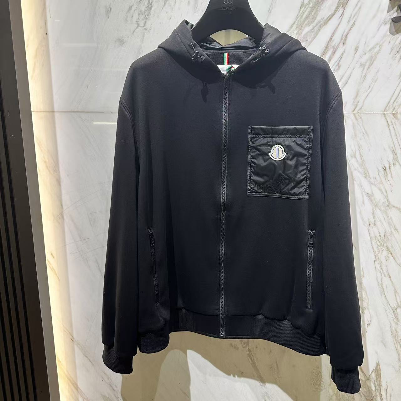 MOVGELAR蒙口丽莱尔时尚黑色连帽夹克外套上衣男士夹克时尚休闲