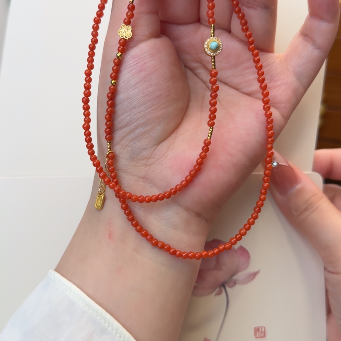 颈饰合金南红玛瑙