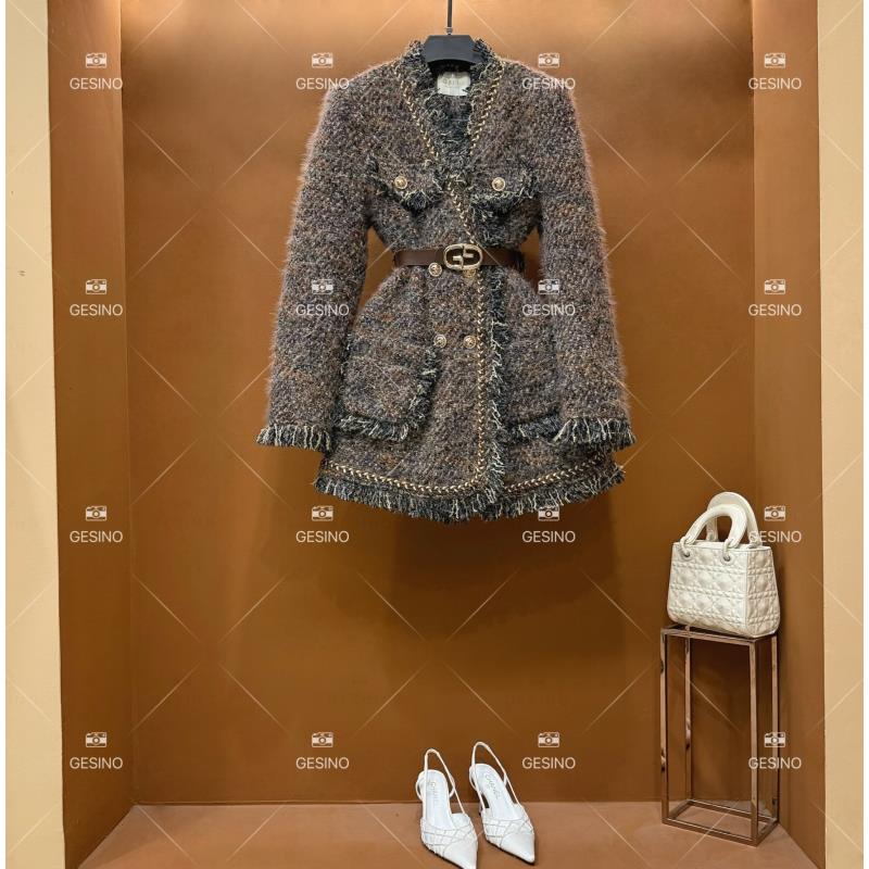 【丽】秋冬气质小香风时尚设计师中长款羽绒服 QD-2024977